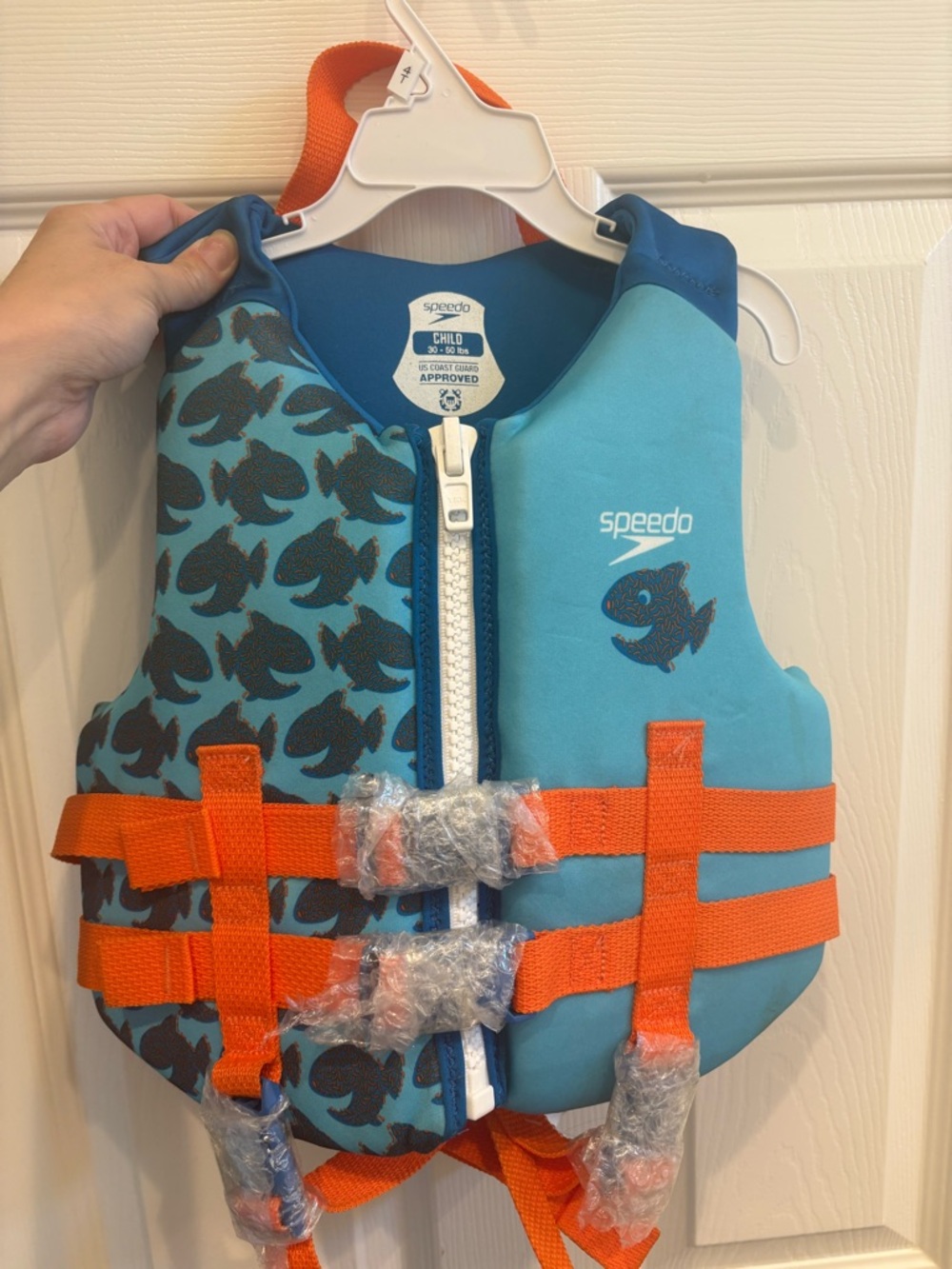 Speedo Kids Swim Vest - Turquoise with Orange Accents